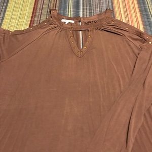 NWT long sleeve cold shoulder studded top.